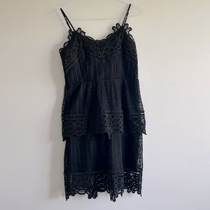 Dex Black Tiered Lace Dress (Size Medium)